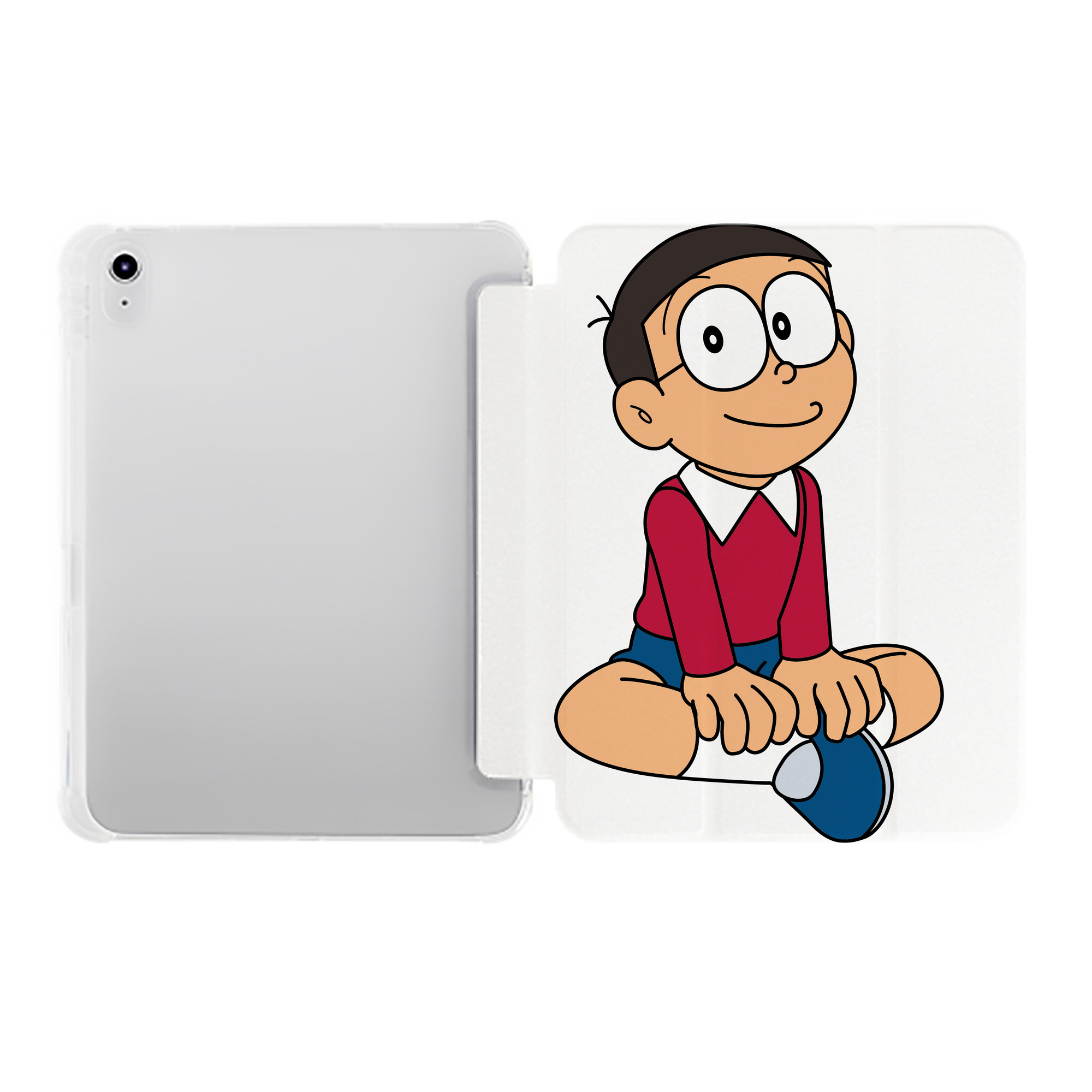 （画像用） ドラえもん 野比 のび太 Doraemon Nobita Nobi IPad ケース ペン収納付き 三つ折りスタンド PUレザー×シリコン 対応機種9.5/10.5/10.9インチ